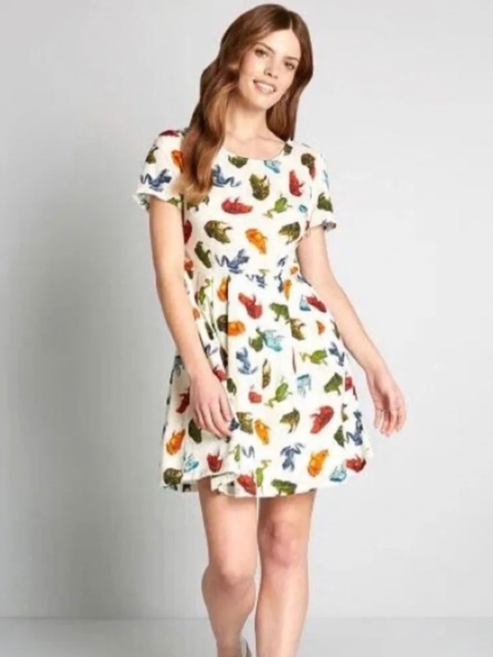 ModCloth frog print dress Dangerfield all over print quirky mini